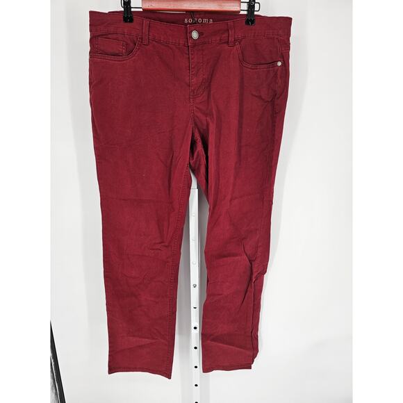 SONOMA life + style Women's Red Mid Rise Wide Straight Leg Pant Size 16 Reg - Picture 1 of 4